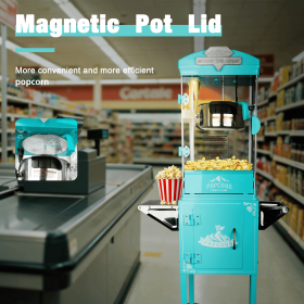 Popcorn Machine with Cart ,Wheels & 10 Oz Kettle Popcorn Maker Measuring 3 plastic spoon Home Theater Popcorn Machine-Green