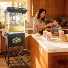 16Oz Commercial Popcorn Machine With Cart and 16 Oz Kettle , Movie Theater Popcorn Machine