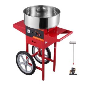 Electric Cotton Candy Machine with Cart, 1000W Commercial Candy Floss Maker with Stainless Steel Bowl, Sugar Scoop and Drawer, Perfect for Home