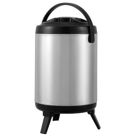 Stainless Steel Insulated Beverage Dispenser, 1.5 Gallon 6 Liter, Thermal Hot and Cold Drink Server Dispenser with Spigot Handle