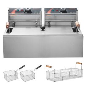 Commercial Deep Fryer, 3000W Electric Turkey Fryer with 3 Removable Baskets, Large Capacity 18Qt / 17L Stainless Steel Countertop Single Oil Frye