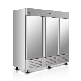 ORIKOOL 81" Commercial Refrigerator 72 Cu.ft with 3Solid Door Reach-In Refrigerators Stainless Steel ETL Approved Upright Fridge Storage
