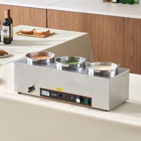 Commercial Soup Warmer Soup Station With 3*6.34Qt Pot Soup Kettle Warmer (Option: Silver)